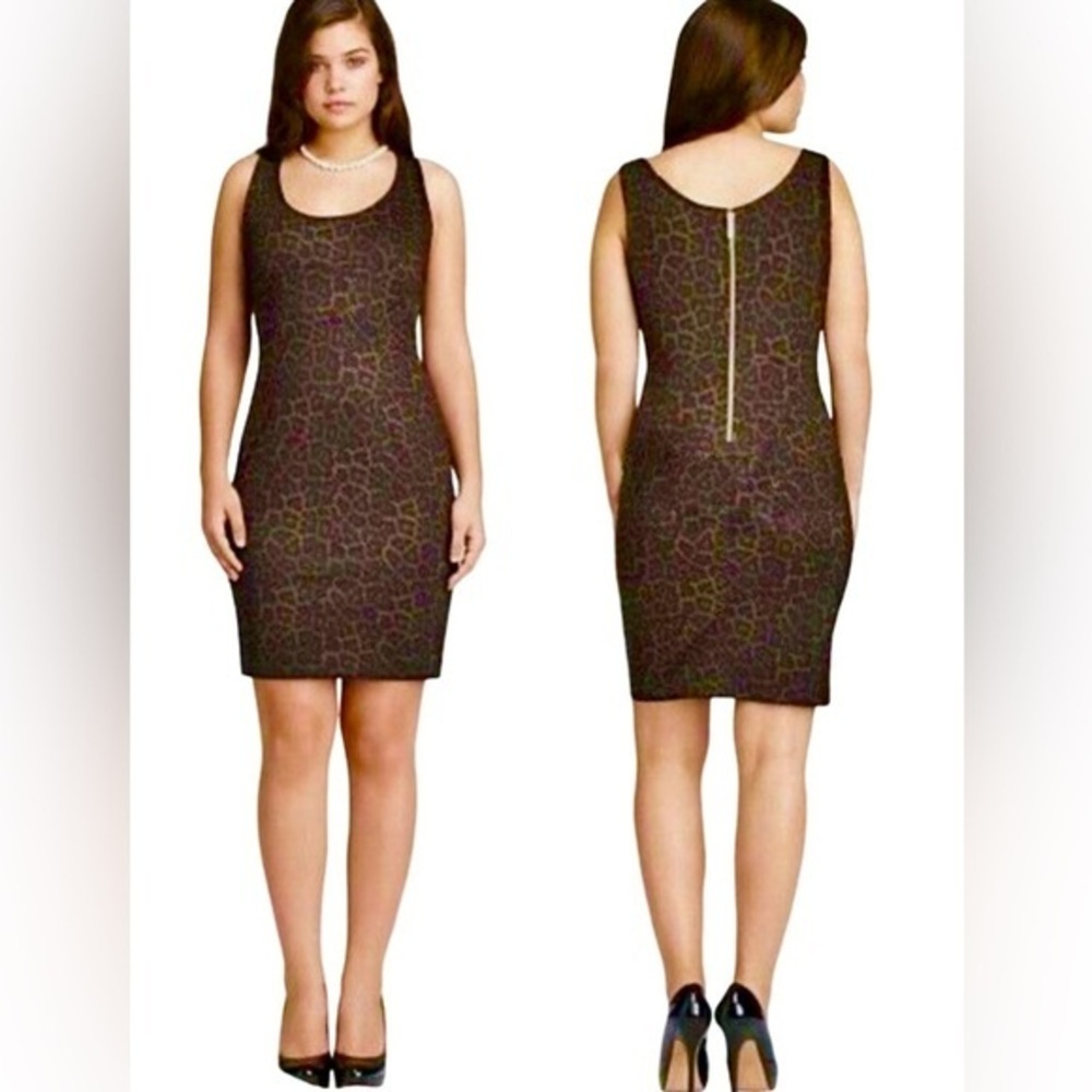 Michael Kors Seamed Ponte Stretch Loden Animal Print Dress - Size 12